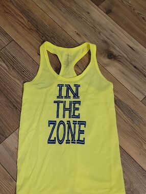 Danskin Yellow Racerback Tank with Navy Logo